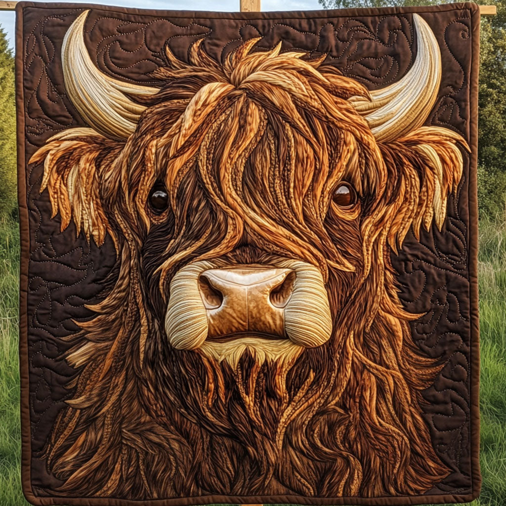 Wild Highland Spirit Quilted Blanket Best Couch Throw Blanket Gifts For Highland Cow Lovers - Marykun