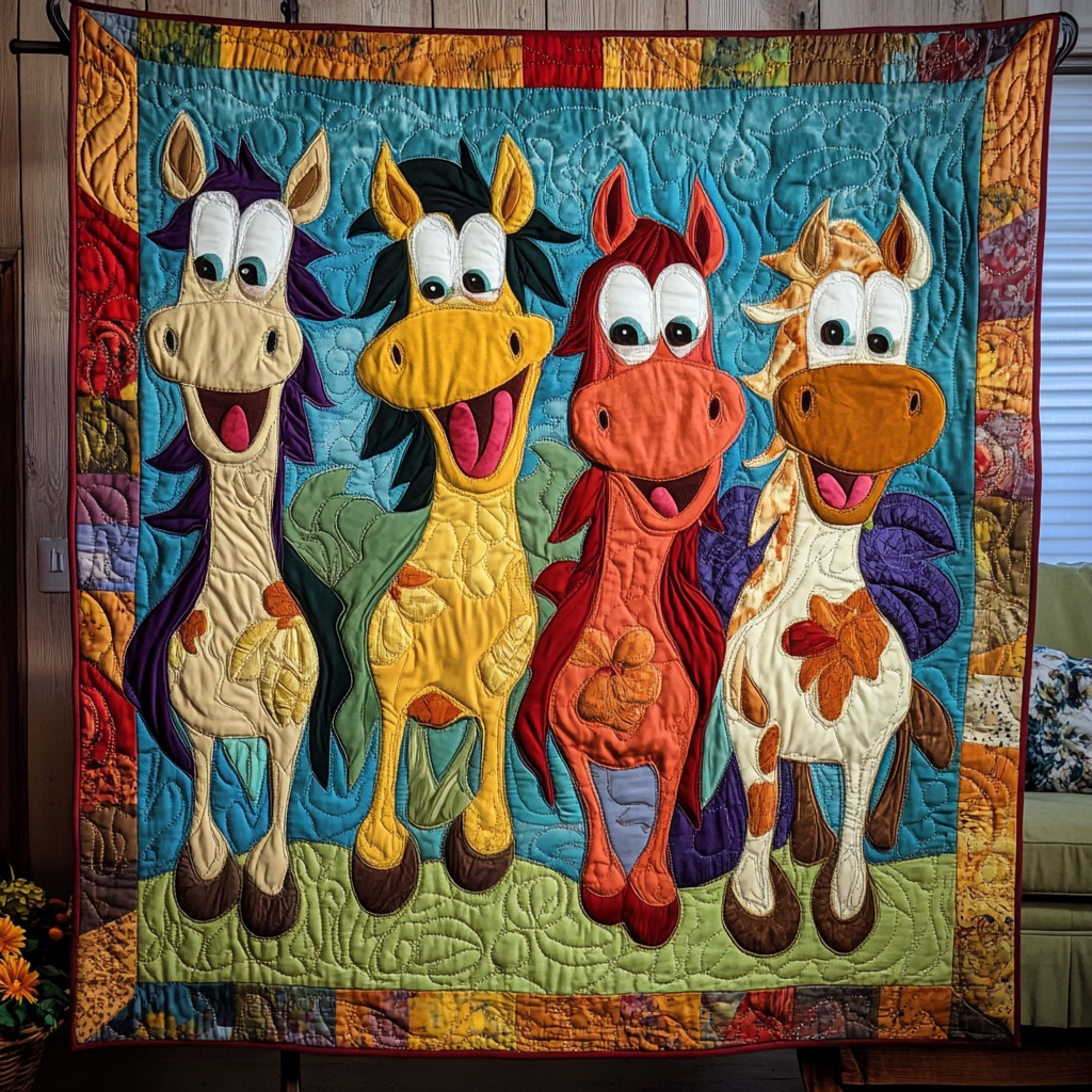 Wild Horse Quilted Blanket Christmas Bedroom Decor Birthday Presents For Horse Lovers - Marykun
