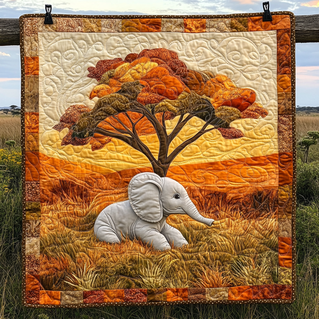 Wild Little One Quilted Blanket Cute Throw Blanket Presents For People Who Love Elephants - Marykun