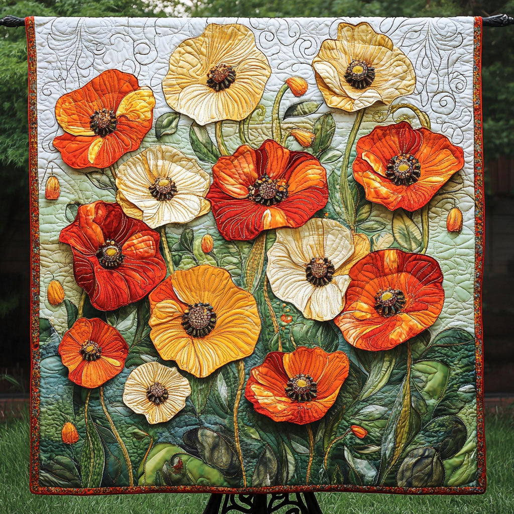 Wild Poppy Dance Quilted Blanket Nice Throw Blanket Poppy Themed Gifts - Marykun