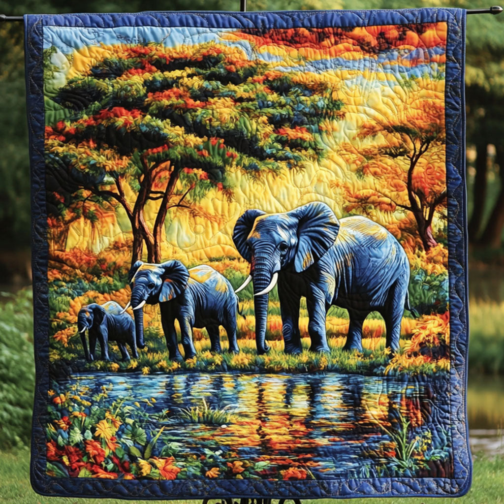 Wild Reflections Quilted Blanket Best Throw Blanket Elephant Love Gifts For Her - Marykun