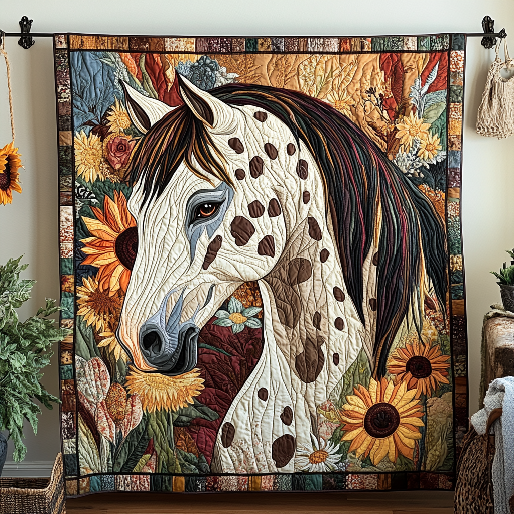 Wild Spirit Quilted Blanket Christmas Room Decor Gift Ideas For Horse Owners - Marykun
