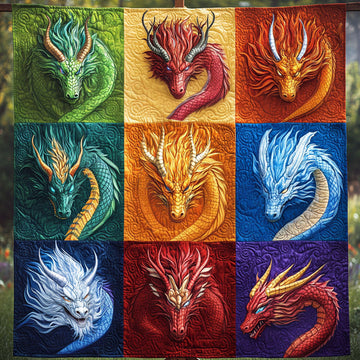 Wings of Fury Quilted Blanket Winter Decor Blanket Gift For Dragon Lover - Marykun