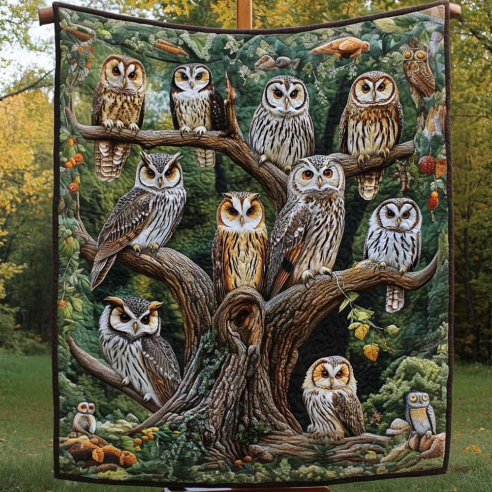 Wise Wings Quilted Blanket Christmas Bedroom Decor Best Unique Gifts For Owl Lovers - Marykun